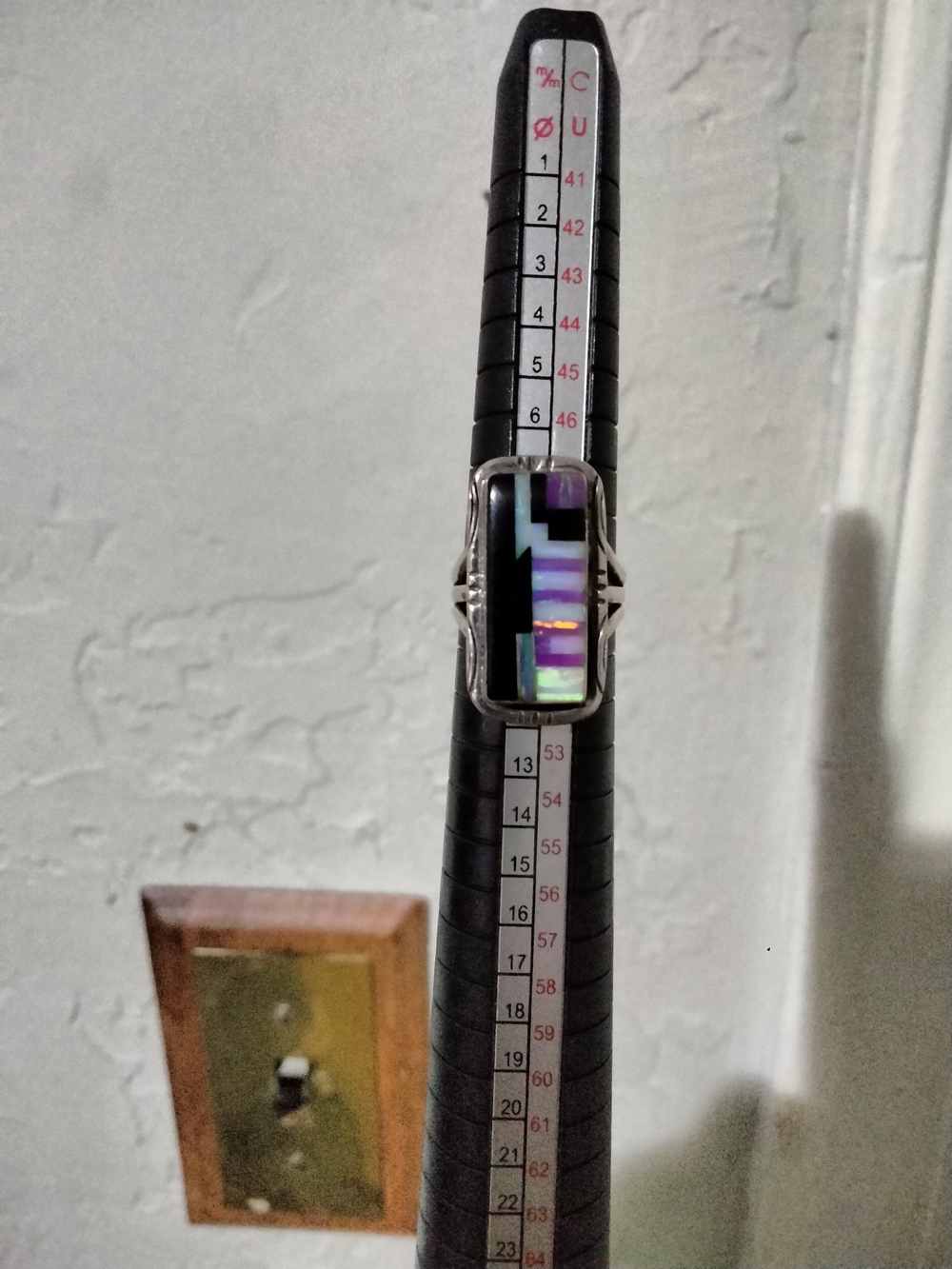 Native American Sterling Silver Inlaid Rectangular Abalone Sterling & Iridescent